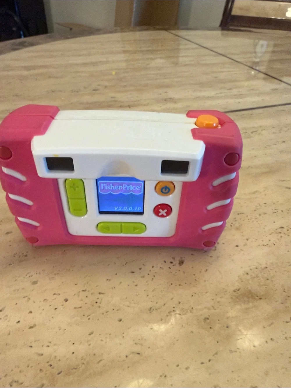 Fisher-Price Pink and White Kids Toy Camera with Flower Graphics